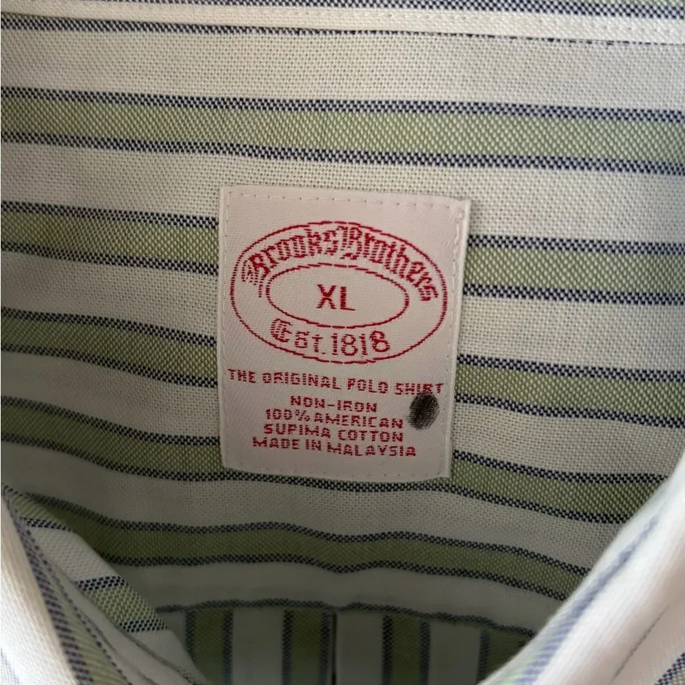 Brooks Brothers Striped Button front 100% Supima Cotton Shirt size XL.